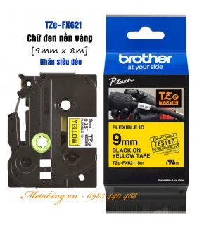 Brother TZe-324, Khổ 9mm, Dài 8m, Gold On Black, Chống Thấm Nước | ⓿❾❼❼❹❼❽❹❻❻ | METAKING