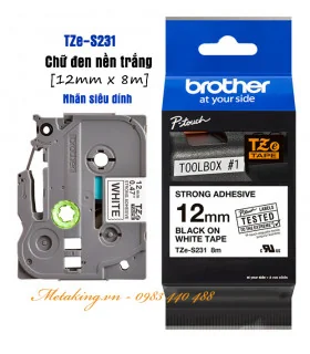 Brother TZe-731, Khổ 12mm, Dài 8m, Black On Green, Chống Thấm Nước | ⓿❾❼❼❹❼❽❹❻❻ | METAKING