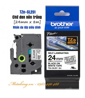 Brother TZe-S651, Khổ 24mm, Dài 8m, Black On Yellow, Siêu Dính, Chống Thấm Nước | ⓿❾❼❼❹❼❽❹❻❻ | METAKING