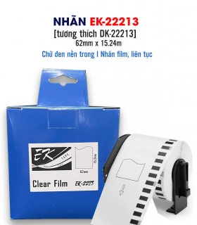 Nhãn film nhựa màu trắng EK-22212 (DK-22212), chống nước, 62mm x 15m (liên tục), tương thích DK-22212 | ⓿❾❼❼❹❼❽❹❻❻ | METAKING