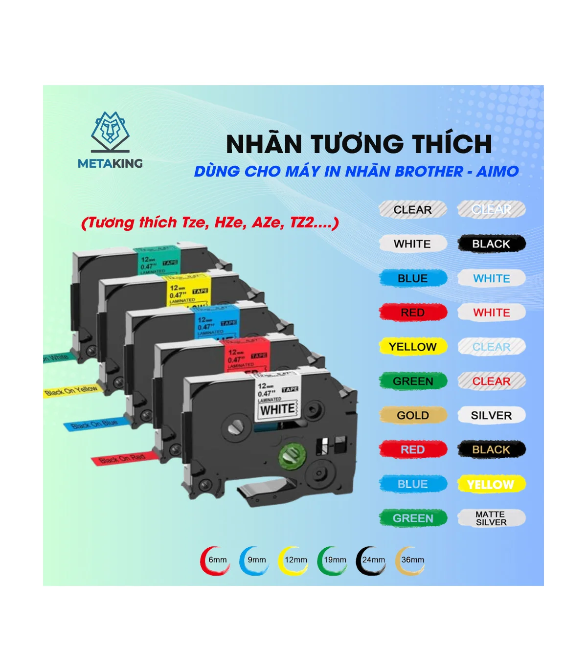 Nhãn In AZe-241 [18mm X 8m, Chữ đen trên nền trắng] | ⓿❾❼❼❹❼❽❹❻❻ | METAKING