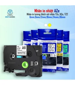 Nhãn In AZe-611 [6mm X 8m, Chữ đen trên nền vàng]