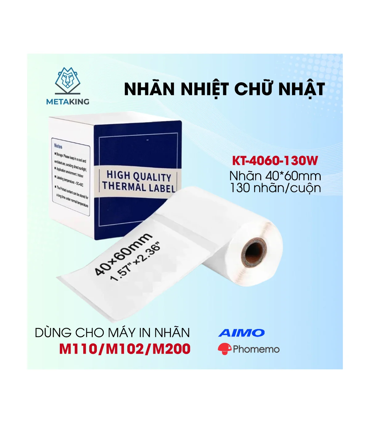 Nhãn in có keo dán 40 X 60mm, KT-4060-130 | ⓿❾❼❼❹❼❽❹❻❻ | METAKING
