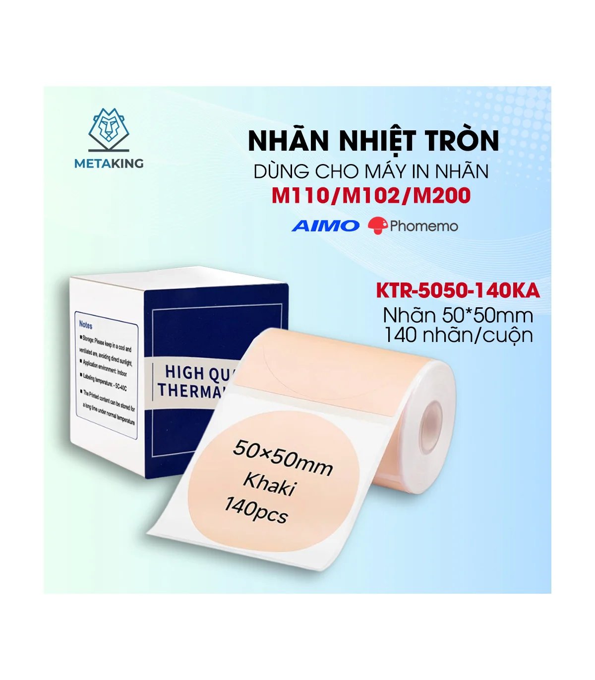 Nhãn Tròn 50 X 50mm, Màu Kaki, KTR-5050-140KA | ⓿❾❼❼❹❼❽❹❻❻ | METAKING