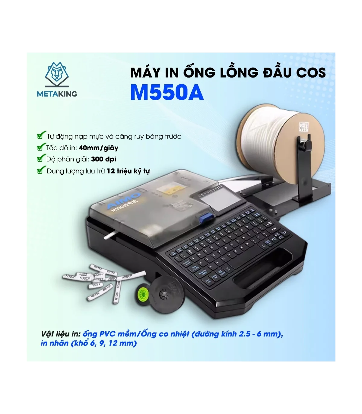Máy in ống AIMO M550A (in ống lồng, in ống co nhiệt, in nhãn) | ⓿❾❼❼❹❼❽❹❻❻ | METAKING