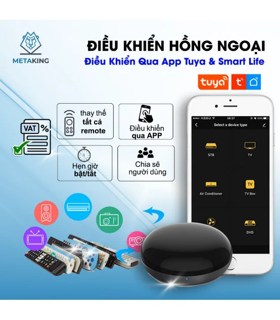 Điều Khiển Hồng Ngoại TUYA, SMARTLIFE, Điều Khiển Tivi, Máy Lạnh, Quạt | ⓿❾❼❼❹❼❽❹❻❻ | METAKING