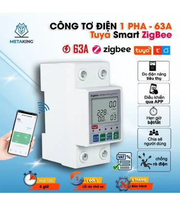 Công Tơ Điện Tuya Zigbee, Đồng Hồ Đo Điện 63A, Điều Khiển Từ Xa, Chống Rò Rỉ Điện | ⓿❾❼❼❹❼❽❹❻❻ | METAKING
