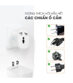 Ổ Cắm Điện Wifi 16A Tuya Thông Minh 2500W, Điều Khiển Từ Xa Qua App