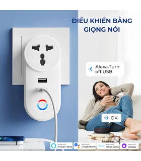 Ổ cắm điện Wifi / Sạc nhanh USB A Tuya 16A-3500W - Hẹn Giờ bật/tắt - Điều Khiển Từ Xa Qua Ứng Dụng SmartLife