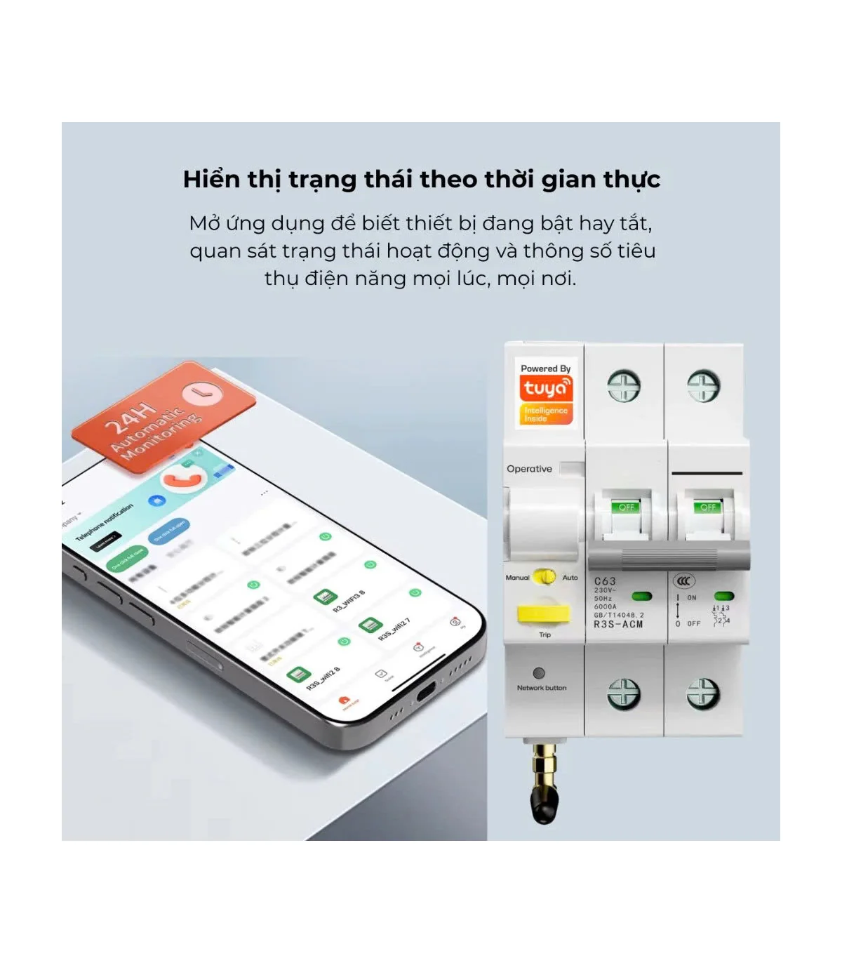 Aptomat Wifi, Cầu Dao Tổng Điều Khiển Qua Wifi, RS485 Tuya 80A, Đo Điện Năng, BH 12 tháng | ⓿❾❼❼❹❼❽❹❻❻ | METAKING