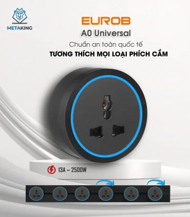 Ổ Cắm Đơn Eurob A0 Universal (Vỏ nhôm, Đen) I BH 2 Năm | ⓿❾❼❼❹❼❽❹❻❻ | METAKING