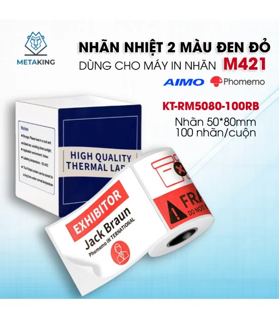 Nhãn Nhiệt KT-RM5080-100RB I Hai Màu Đỏ & Đen I Dùng Cho Máy M421 | ⓿❾❼❼❹❼❽❹❻❻ | METAKING
