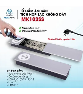 Ổ cắm điện lắp dưới bàn (hoặc trên tường) cao cấp Meta MK102UB | ⓿❾...