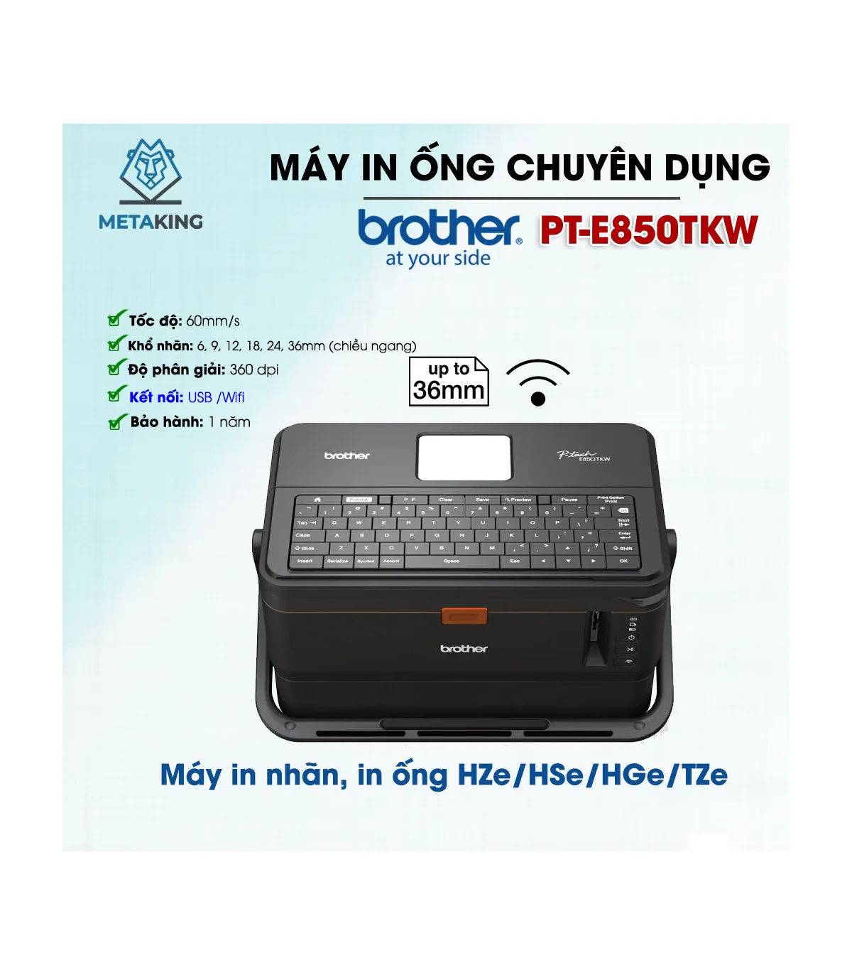 Brother PT-E850TKW | ⓿❾❼❼❹❼❽❹❻❻ | METAKING