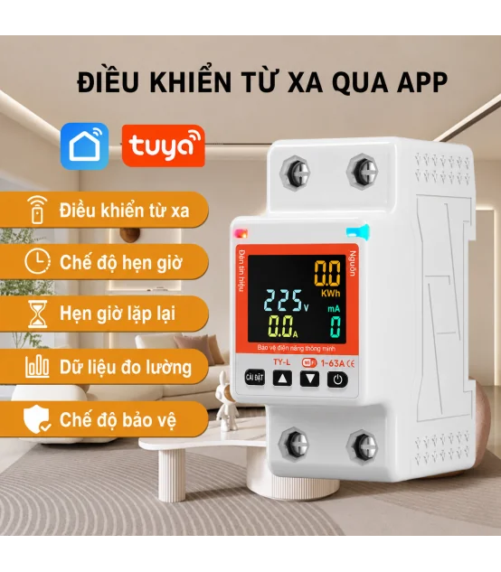 Công Tơ Điện Tử Thông Minh Wifi [ TUYA ], Chóng Rò Rỉ Điện, Đồng Hồ Đo Điện 63A, Điều Khiển Từ Xa | ⓿❾❼❼❹❼❽❹❻❻ | METAKING