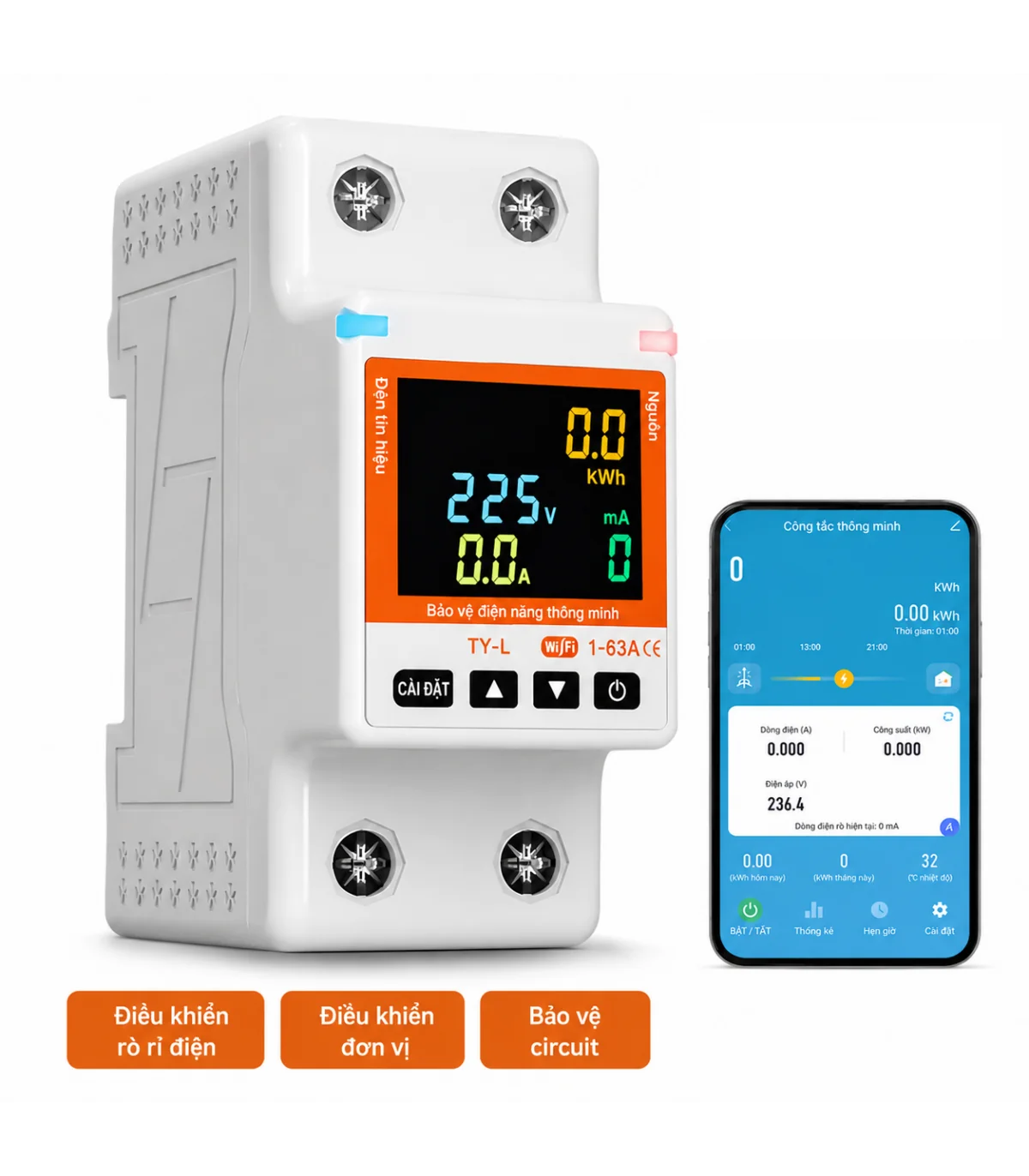 Công Tơ Điện Tử Thông Minh Wifi [ TUYA ], Chóng Rò Rỉ Điện, Đồng Hồ Đo Điện 63A, Điều Khiển Từ Xa | ⓿❾❼❼❹❼❽❹❻❻ | METAKING