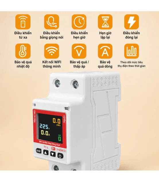 Công Tơ Điện Tử Thông Minh Wifi [ TUYA ], Chóng Rò Rỉ Điện, Đồng Hồ Đo Điện 63A, Điều Khiển Từ Xa | ⓿❾❼❼❹❼❽❹❻❻ | METAKING