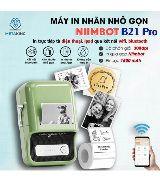 Máy in nhãn Niimbot B21 Pro – 300 Dpi | ⓿❾❼❼❹❼❽❹❻❻ | METAKING