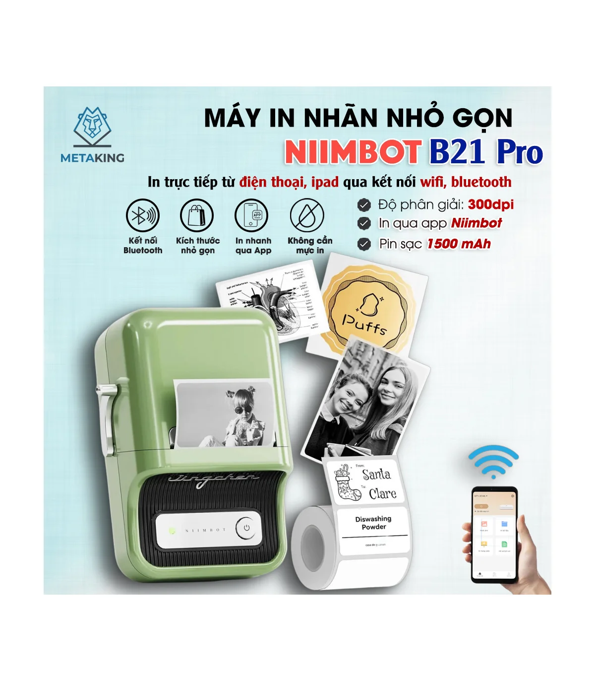 Máy in nhãn Niimbot B21 Pro – 300 Dpi | ⓿❾❼❼❹❼❽❹❻❻ | METAKING