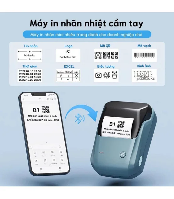 Máy in nhãn nhiệt Bluetooth NIIMBOT B1 | ⓿❾❼❼❹❼❽❹❻❻ | METAKING