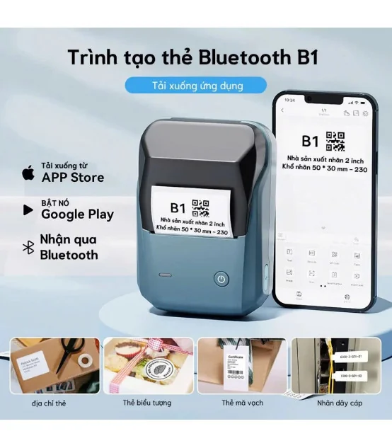 Máy in nhãn nhiệt Bluetooth NIIMBOT B1 | ⓿❾❼❼❹❼❽❹❻❻ | METAKING