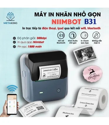 Máy in nhãn nhiệt Bluetooth NIIMBOT B31 | ⓿❾❼❼❹❼❽❹❻❻ | METAKING