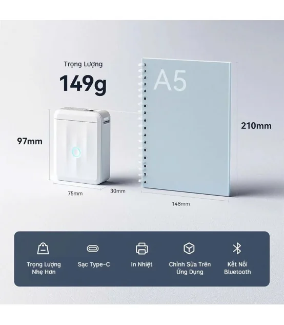 Máy in nhãn nhiệt Bluetooth NIIMBOT D110_M | ⓿❾❼❼❹❼❽❹❻❻ | METAKING