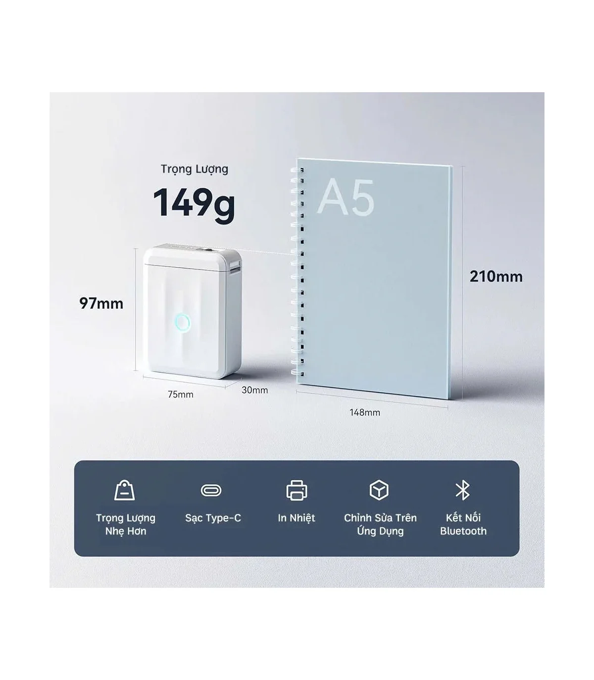 Máy in nhãn nhiệt Bluetooth NIIMBOT D110_M | ⓿❾❼❼❹❼❽❹❻❻ | METAKING
