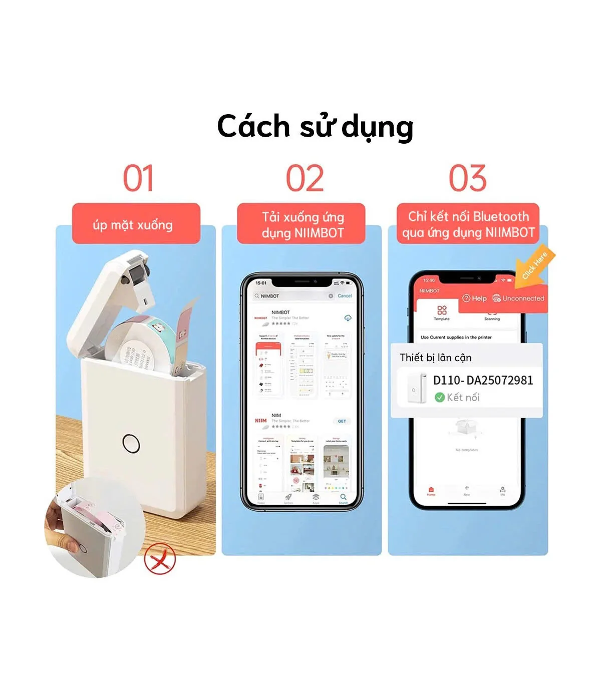 Máy in nhãn nhiệt Bluetooth NIIMBOT D110_M | ⓿❾❼❼❹❼❽❹❻❻ | METAKING
