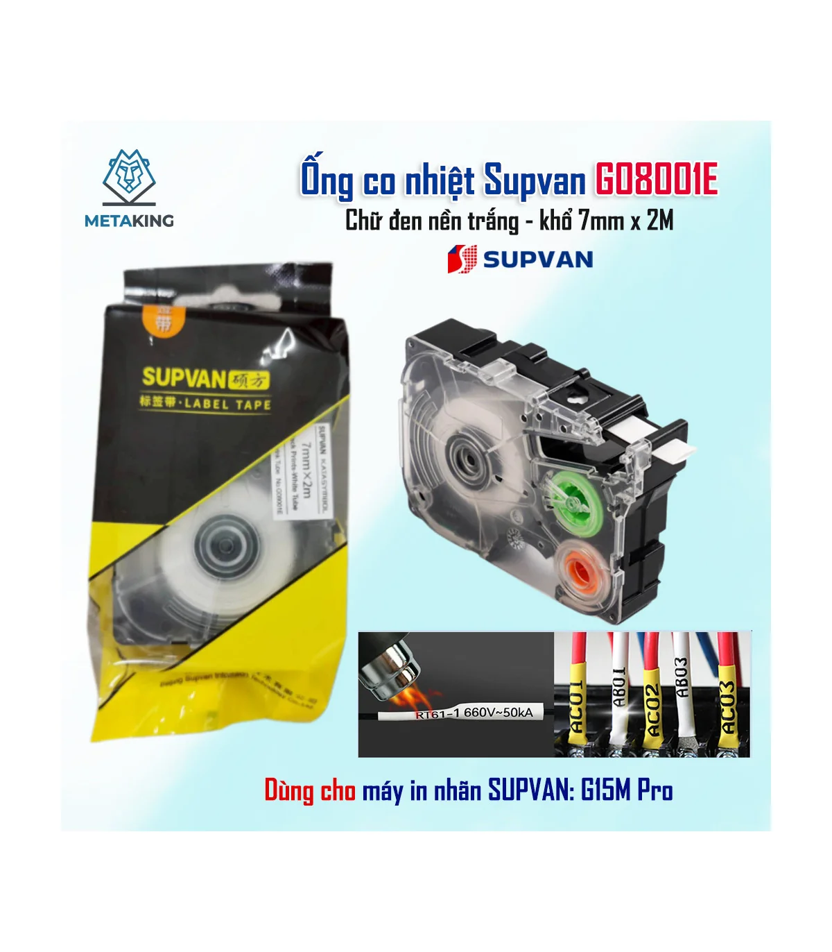 Ống co nhiệt Supvan G8001E - Khổ 7mm × 2M | ⓿❾❼❼❹❼❽❹❻❻ | METAKING