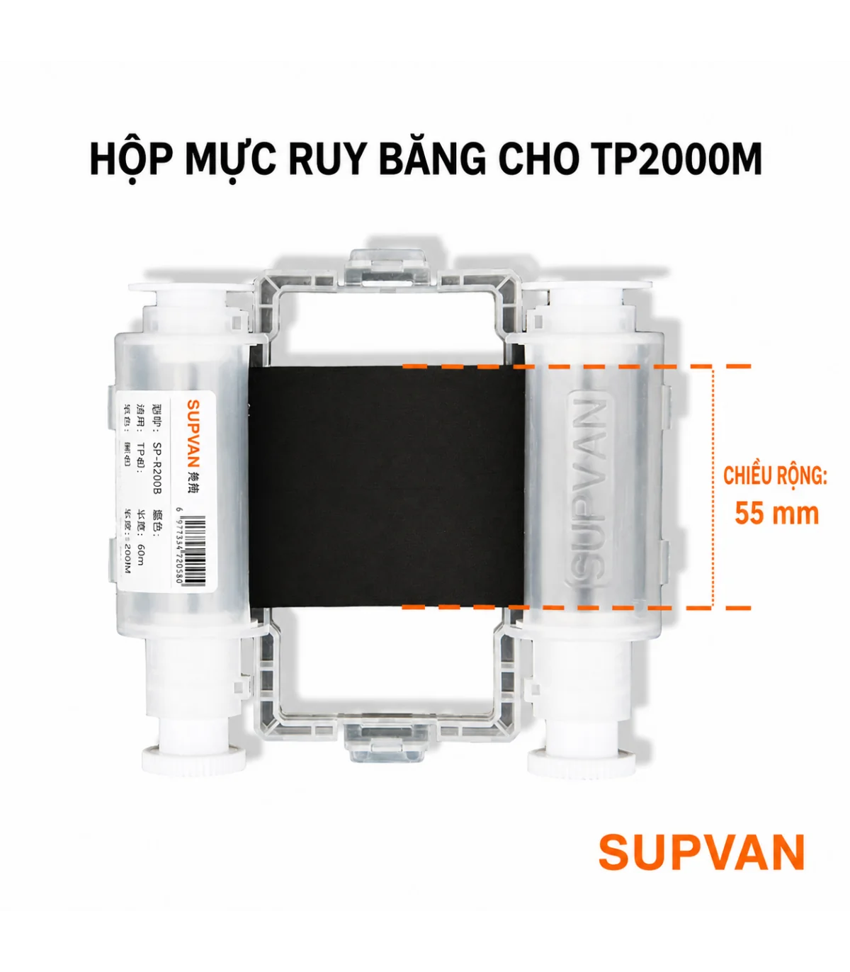 Ribbon Supvan TP-R453WTE - Mực máy in ống co nhiệt Supvan TP200M - Khổ 55mm dài 45M/Cuộn | ⓿❾❼❼❹❼❽❹❻❻ | METAKING