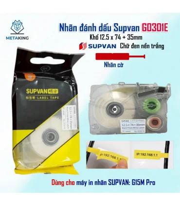 Nhãn Cáp Chữ T Supvan G0301E - Khổ 12,5 mm × 74 mm + 35 mm, 70 nhãn/cuộn | ⓿❾❼❼❹❼❽❹❻❻ | METAKING
