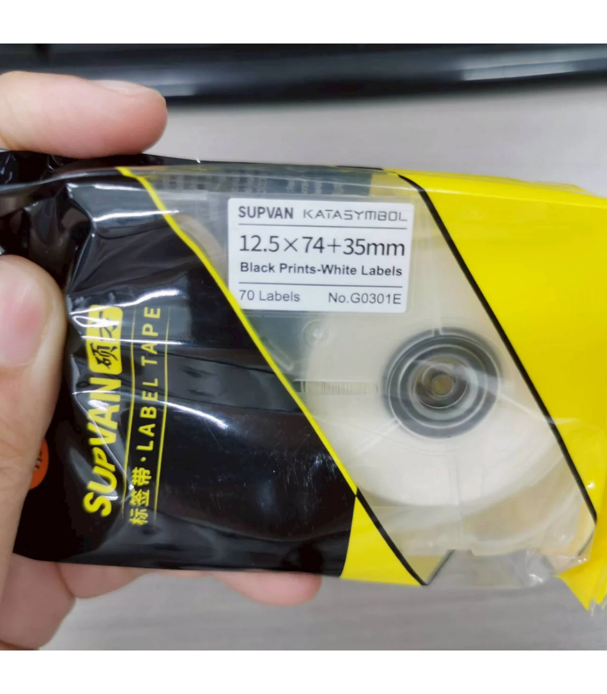 Nhãn Cáp Chữ T Supvan G0301E - Khổ 12,5 mm × 74 mm + 35 mm, 70 nhãn/cuộn | ⓿❾❼❼❹❼❽❹❻❻ | METAKING