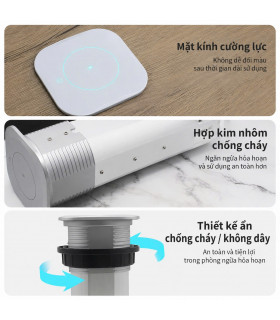 MK102EG Ổ Cắm Điện Âm Bàn Tích Hợp Sạc Không Dây 15W  - 04 Cổng Cắm - 02 USB A/C