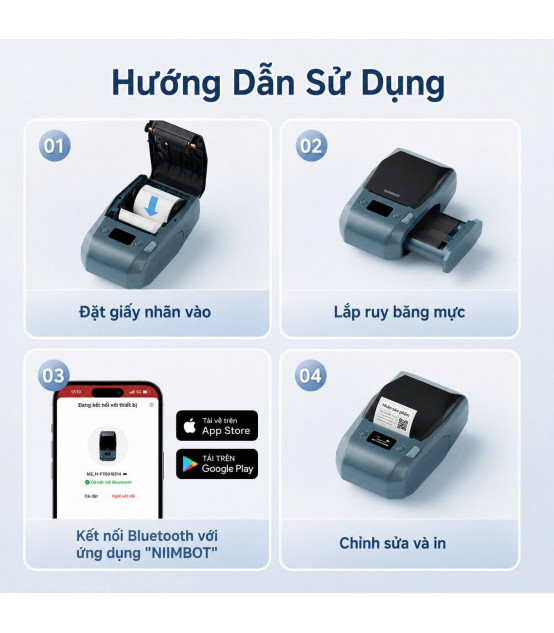 NIIMBOT M2-H - Máy in nhãn truyền nhiệt Bluetooth/USB | ⓿❾❼❼❹❼❽❹❻❻ | METAKING