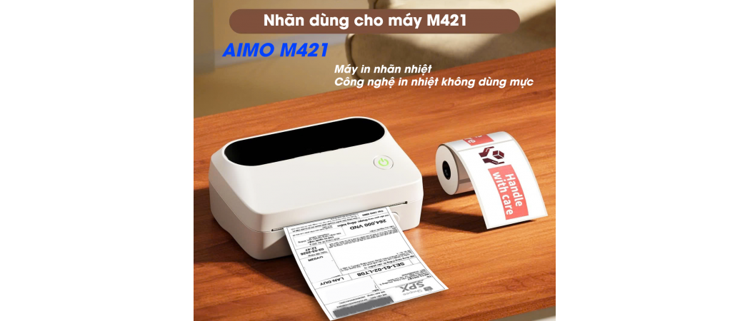 AIMO M421 - MÁY IN NHÃN NHIỆT, IN ĐƠN HÀNG, IN NHÃN THÔNG TIN, NHÃN VẬN CHUYỂN, MÃ VẠCH