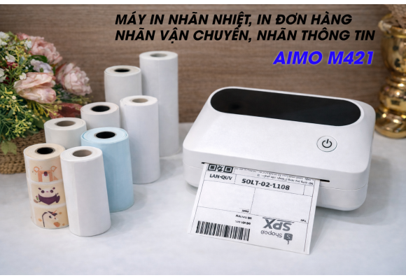 AIMO M421 - MÁY IN NHÃN NHIỆT, IN ĐƠN HÀNG, IN NHÃN THÔNG TIN, NHÃN VẬN CHUYỂN, MÃ VẠCH