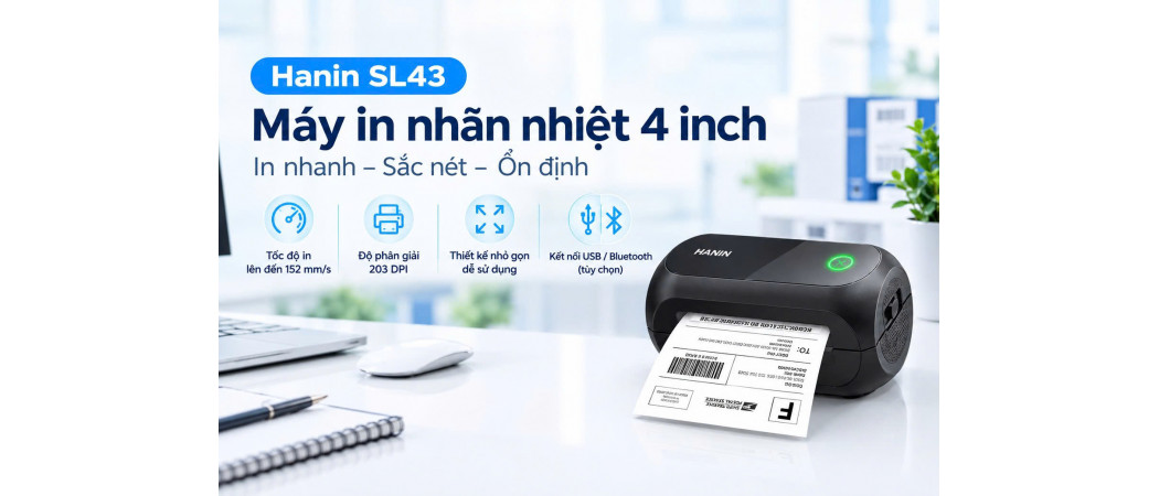 Máy in nhãn nhiệt 4 inch Hanin SL43